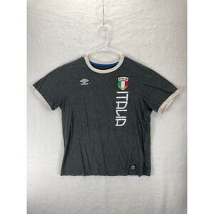Umbro Italia Soccer T-Shirt Youth Large Gray‎ Short Sleeve Logo